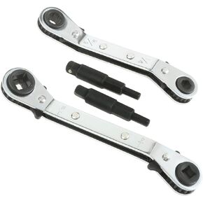 gohantee Hvac Service Wrench Tools Air Conditioner Valve Ratchet Wrench 3/16" to 3/8" 5/16'' x 1/4'' with 2 Hexagon Bit Adapter Kit for Air Refrigeration Tools and Equipment Repair Tools Clearance