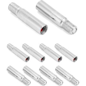 QWORK Valve Cap Stem Extension - Set of 10pcs, 39mm Length, Chrome Plated Brass, Waterproof, Durable, Check Tire Pressure, Increase Safety, Prolongs Valve Screw Service Life, for Auto Car Truck