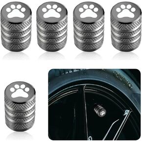 Pack-5 Tire Valve Stem Caps, Feetprint Car Tire Decoration, Car Universal Accessories, for Most Cars (Black)