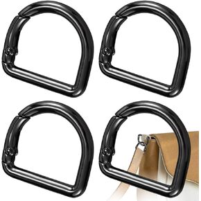 4 Pcs D Ring Spring Key Hooks Black Keyring Clip Buckles Clasp Clamps Carabiner Snap Clip Keychain for Belt Backpacks Handbag Purse Strap Hardware Bags Ring Hand DIY Accessories Crafts