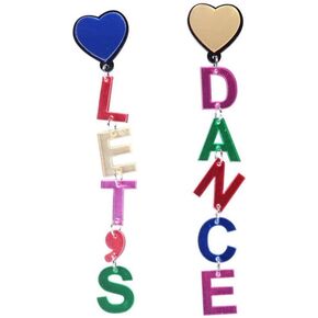 Party Engagement Statement Love Letter Earrings Multicolor Acrylic Love Let's Dance Girl Gang Drop Dangle Earrings for Women Girls Romantic Valentine's Day Jewelry