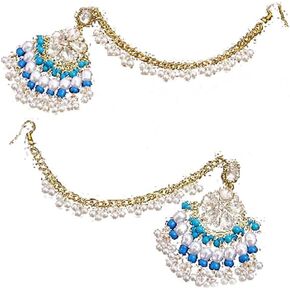 Vintage Idian Crystal Bollywood Tribal Earrings Boho Flower Beaded Designer Jewelry Tassel Traditional Dangling Chandelier Earrings Gold Ethnic Bohemian Jhumka Jhumki Earrings for Women Girls Wedding Party Fashion Gift