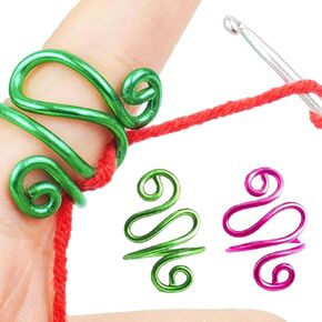 Generic Colorful 4-Piece Crochet Ring Set, Adjustable in Size, This Crochet Tension Ring Conforms to Ergonomics and is The Perfect Crochet Kit for Beginners (Gold Silver Black Blue)