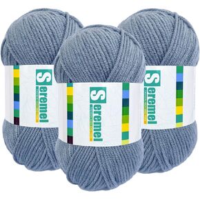 150g (3x50g) 3 Pieces of Mixed/Solid Color Crochet Knitting and Handicraft Yarn in Bulk, Fluffy and Soft, Worsted 100% Acrylic Yarn (Rice White&Autumn Yellow&Coffee)
