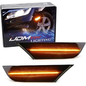 iJDMTOY White/Clear Lens Full Amber LED Bumper Side Marker Light Assembly Compatible With 2018-up Honda Odyssey, Replace OEM Amber Front Sidemarker Lamps