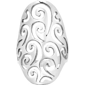 AeraVida Big Oval Front Swirl Design .925 Sterling Silver Ring | Oval Front Sterling Silver Ring | Swirl Sterling Silver Ring | Sterling Swirl Ring | .925 Oval Swirl Sterling Ring | Sterling Silver Oval Swirl Ring