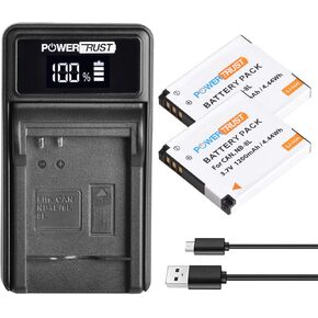 2Pack NB-8L NB8L Battery and LED USB Charger for Canon PowerShot A2200 A3000 is A3100 is A3150 is A3200 is A3300 is A3350 is