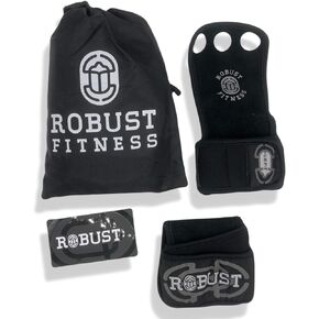 Genuine Leather Hand Grips for Cross-Training, Pull-ups, Weightlifting, WODs with Neoprene Wrist warps. Palm Shield from Rips & Blisters.