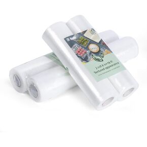 Vacuum Sealer Bags, 2 Packs 11" x 16' and 8" x 16', BPA Free, for Food Saver, Seal a Meal, Durable Commercial Customized Size Bags for Storage, Meal Prep or Sous Vide (11" x 16', rolls, 2)