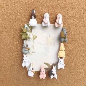 12 PCS Cute Rabbits Push Pins Thumb Tacks Creative Pushpins Decorative Thumbtacks ThumbNails Head Steel Drawing Pins for Corkboard, Whiteboard, Bulletin Board, Photo Wall, Map, Feature Wall