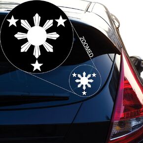 Yoonek Graphics Philippines Flag 1 Sun and 3 Stars Logo. Filipino Decal/Sticker for Car Window, Laptop, Motorcycle, Walls, Mirror and More. SKU: 574 (4" Height, Blue)