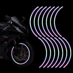 16pcs 17-19'' Reflective Wheel Rim Stripe Decal Sticker for Motorcycle Wheels Car Cycling Bike Bicycle Night Safety Decoration Stripe Universal Reflective Rim Stickers (Style 1 Blue)