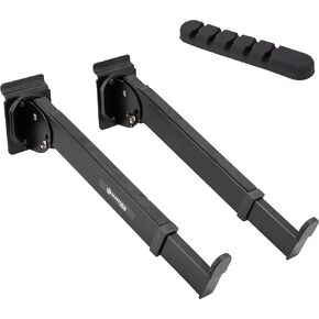 Slatwall Keyboard Arms - Pair - Black Metal - Adjustable with Foam Padding for Studio or Home - Complete with Silicone Cable Clips