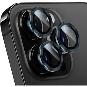 iPhone 15 Pro/Pro Max Camera Lens Protector, 9H Tempered Glass, Titanium Alloy Ring, Scratch-Resistant, Case-Friendly, AR Anti-Reflective, 1.97x1.97 inches, 1pc
