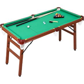 GAOMON 55inch Folding Pool Table Portable Foldable Billiards Table for Kids and Adults Pool Game Table with 2 Cue Sticks 16 Balls Triangle Chalk