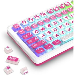 Uciefy Pudding Keycaps, PBT Keycaps with Translucent Layer, ASA Profile Key Caps,119 Keys Dye-Sub Punk Style Custom Keycap Set for Cherry Gateron MX Switches Mechanical Keyboard 60%,75% (Green)