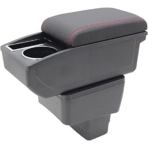Car Armrest Box for Mazda CX-3 2015-2018 Auto Accessories Center Console Leather Arm Rest Double-Layer Storage Space with Cup Holder (Black with Black Thread)