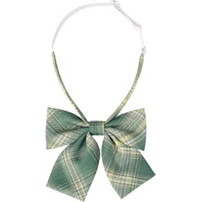 Women's Elastic Band Pretied Colorful Plaid Bow Ties for Cosplay Uniform