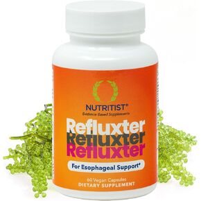 REFLUXTER Natural Acid Reflux Sodium Alginate Supplement - Esophageal Rescue Support for Indigestion, Lpr, Heartburn, Gerd Relief - 60 Capsules. Made in USA in Saudi Arabia