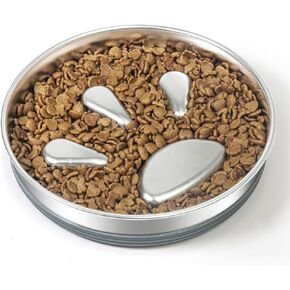 Slow Feeder Dog Bowls with Food Grade 304 Stainless Steel, Non-Slip Metal Food Bowls, Water Bowl for 20-50 Pounds Small & Medium Breed (2-4 Cups)