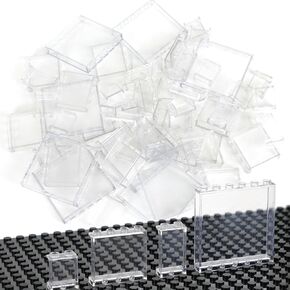 Clear Tranparent Flat Plates Bricks, 24 Pieces and Parts 1x6x5 Classic, Window Bulk Building Blocks Accessories (Transparent) (Tansparent 1x6x5) in Saudi Arabia