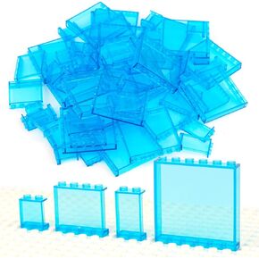 Clear Tranparent Flat Plates Bricks, 24 Pieces and Parts 1x6x5 Classic, Window Bulk Building Blocks Accessories (Transparent) (Tansparent 1x6x5)