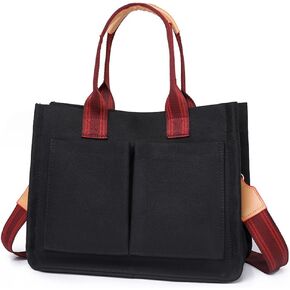 Canvas Tote Bag with Multi-Pocket for Women, Large Capacity Crossbody Shoulder Handbag, Everything Tote Bag Purse Travel Tote Bag with Compartment, for Work Beach Gym.