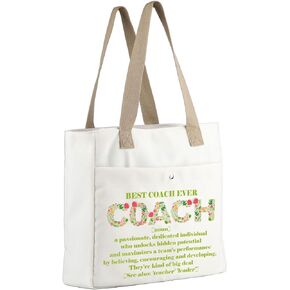 MBMSO Coach Tote Bag Best Coach Ever Beach Bag Thank You Gifts for Coach Sports Team Tote Coach Birthday Gift Definition Tote