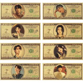 Kpop Merch for Stray Kids Limited Edition Gold foil Bookmark Set Collectibles banknotes Gift (8pcsPrinting on 2 Side)