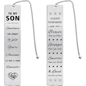 Jzxwan Son Gifts from Mom and Dad, Personalized Birthday Graduation Bookmark for Son, Sometimes You Forget You're Awesome Gift Ideas for Son