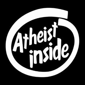 Atheist Inside Weatherproof Vinyl Decal - [White][5"]