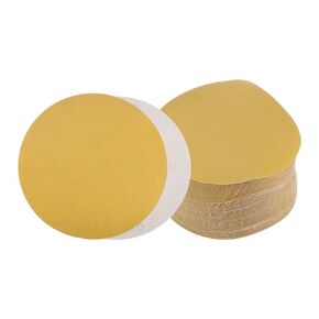 50pcs No Hole Sanding Discs- [ 6 Inch 280 Grit ] Round Hook and Loop Grip Sanding Pads Sheet Sandpaper for Automotive Woodworking Metal Polishing Use| Gold, Aluminum Oxide