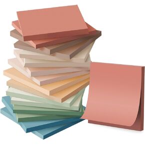 (16 Pack) Sticky Notes 3x3, Vintage Colors, Sticky Pads, Recyclable, Self-Stick Pads, Easy to Post for Home, Office, Notebook