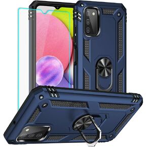 Yiakeng Samsung A03S Case, Galaxy A03S Case with HD Screen Protector, Military Grade Protective Cases with Ring for Samsung Galaxy A03S (Blue)