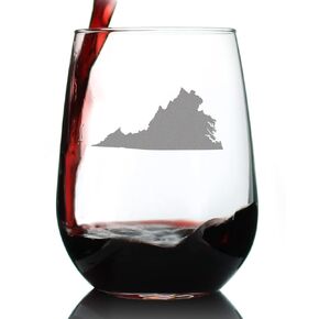 Virginia State Outline - Stemless Wine Glasses - Set of 2 - State Themed Drinking Decor and Gifts for Virginians - Large 17 Ounce