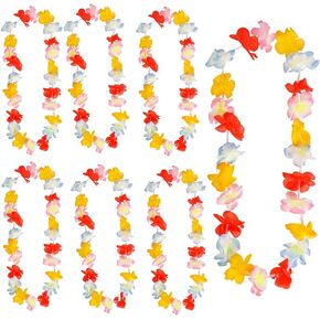 The Dreidel Company Hawaiian Flower Leis, Colorful Tropical Plastic Luau Flower Lei Necklaces, Party Supplies and Decorations, Hawaiian Party Favors, Children & Adults (12 Pack)