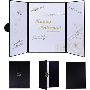 Large Retirement Card, Happy Retirement Guest Book Alternative, Black Gold Retirement Party Decorations, Jumbo Retirement Greeting Card Retirement Gifts for Men Women, Retirement Signature Board
