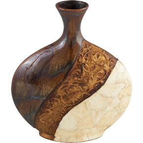 "Deco 79 64735 Ceramic/Capes Shell Vase, 14""H x 11""W", brown