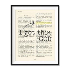 I Got This, God, Psalm 55:22, Cast Your Cares on the Lord, Christian Unframed Reproduction Art Print, Vintage Bible Verse Scripture Wall and Home Decor Poster, Encouragement Gift, 5x7 Inches