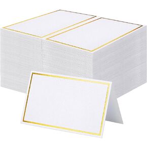 100Pcs Place Cards, Elegant Table Cards with Floral, Rustic Texture Seating Cards, Kraft Paper Name Cards, Perfect for Weddings, Dinner Parties, Banquets, Events, 2 x 3.5 inches