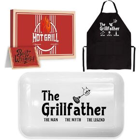 Grandpa Gifts, Fathers Day Grill Platter Gift BBQ Grilling Barbecue Serving Tray Plate Dishes, Grandpa Birthday Gift from Grandkids for Salad Dessert Charcuterie Outdoor Indoor Cooking Christmas Party