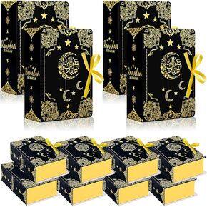 36Pcs Ramadan Eid Mubarak Favor Boxes Gold Moon Star Ramadan Kareem Treat Boxes Square Candy Ramadan Box with Ribbon for Eid Party Decor (Mixed Colors)
