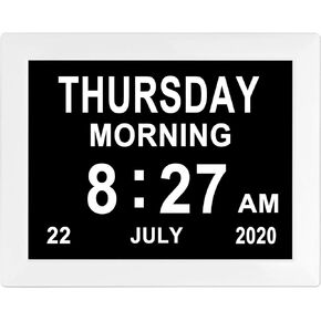 2023 Upgrade 7.85 Inch Digital Dementia Clock Large Display with12 Alarms, Extra Big Digital Calendar Clocks with Date and Day for Seniors/Impaired Vision/Memory Loss (Black)