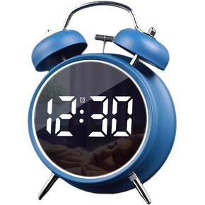Digital Small Alarm Clock, 4.5 Inch Double Bell Electronic LED Alarm Clock, Plug in or Battery Operated Silent Metal Alarm Clock, Bedside Loud Alarm Clock for Heavy Sleepers Adults Kids (Black)
