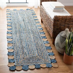 SAFAVIEH Cape Cod Collection Area Rug - 5' x 7' Oval, Beige & Multi, Handmade Boho Braided Jute & Cotton, Ideal for High Traffic Areas in Living Room, Bedroom (CAP201B)