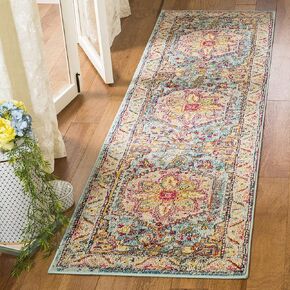 SAFAVIEH Phoenix Collection Area Rug - 8' x 10', Turquoise & Beige, Boho Chic Oriental Medallion Design, Non-Shedding & Easy Care, Ideal for High Traffic Areas in Living Room, Bedroom (PHX153K)