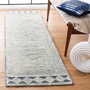 SAFAVIEH Abstract Collection Runner Rug - 2'3" x 6', Ivory & Grey, Handmade Wool, Ideal for High Traffic Areas in Living Room, Bedroom (ABT349F)