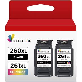 Compatible Ink Cartridge Replacement for Canon 260 261 260XL 261XL PG-260 CL-261 XL Black Tri-Color for TR7020 TR7020a TR7022 TS6420 TS6400 TS5300 TS5320 TS6420a Printer,PG260 CL261 2-Pack