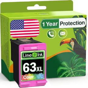 Limeink 1 Remanufactured Ink Cartridge Replacement for HP Ink 63 for HP 63xl Color Ink cartridges for HP 63 Ink cartridges for HP Printers 63 for HP officejet 3830 Printer Ink cartridges - 1 Color
