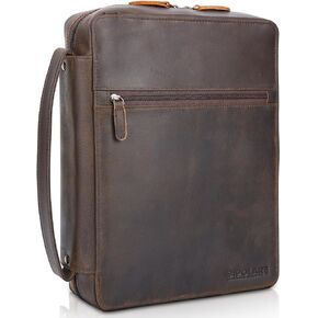 Polare Full Grain Leather Bible Cover Church Bag Bible Protective Book Holder Carrying Case Folder Organizer Portfolio for Men and Women (Almond Brown)